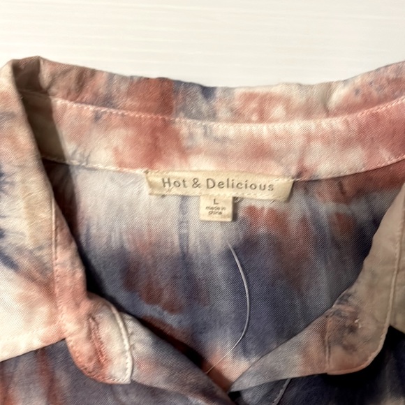 Hot & Delicious sleeveless Tie-Dye button up w/collar Top  size XL - Picture 10 of 12